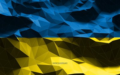 4k, Ukrainian flag, low poly art, European countries, national symbols, Flag of Ukraine, 3D flags, Ukraine flag, Ukraine, Europe, Ukraine 3D flag
