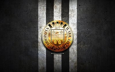 St Mirren FC, altın logo, İsko&#231; Premiership, siyah metal arka plan, futbol, İsko&#231; futbol kul&#252;b&#252;, St Mirren logosu, FC St Mirren