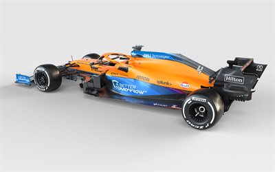 McLaren MCL35M, 2021, 4k, n&#228;kym&#228; takaa, ulkopuoli, F1-kilpa-autot, Formula 1, uusi MCL35M, McLaren F1 -tiimi
