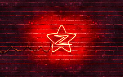 Logo rouge Qzone, 4k, brickwall rouge, logo Qzone, r&#233;seaux sociaux, logo n&#233;on Qzone, Qzone
