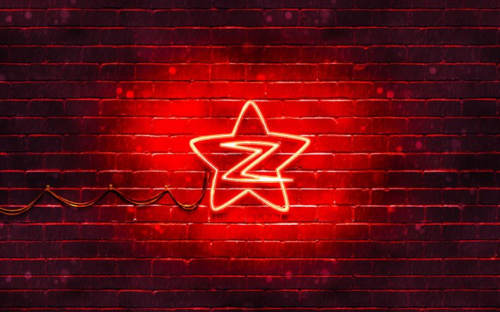 Logo rouge Qzone, 4k, brickwall rouge, logo Qzone, r&#233;seaux sociaux, logo n&#233;on Qzone, Qzone