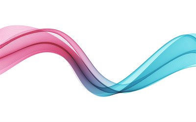 バイオレットターコイズ抽象波, 4k, 白い背景の上の紫のターコイズブルーの波, 紫のターコイズブルーの波の背景, ターコイズ波の抽象化, 波の背景, バイオレットターコイズウェーブスモーク