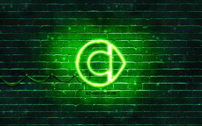 Smart logo verde, 4k, muro di mattoni verde, logo Smart, marche di automobili, logo neon Smart, Smart