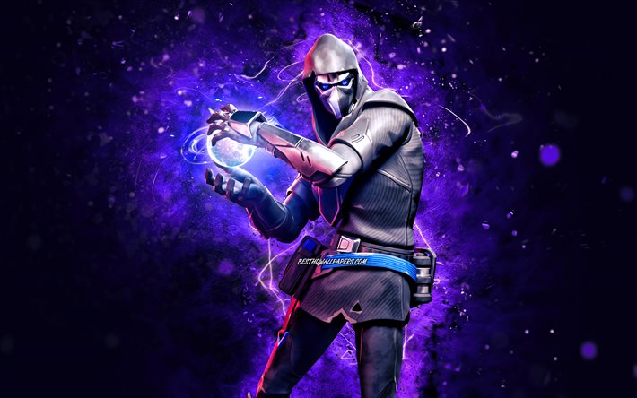 Fusion, 4k, luzes de n&#233;on violeta, Fortnite Battle Royale, personagens Fortnite, Fusion Skin, Fortnite, Fusion Fortnite