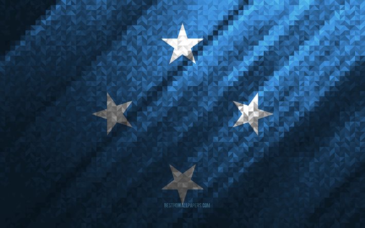 Flag of Micronesia, multicolored abstraction, Micronesia mosaic flag, Micronesia, mosaic art, Micronesia flag