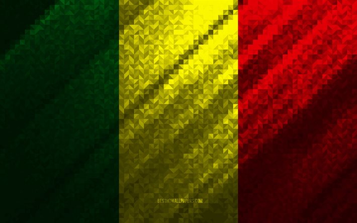 Flag of Mali, multicolored abstraction, Mali mosaic flag, Mali, mosaic art, Mali flag