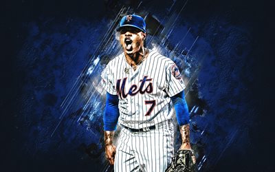 Marcus Stroman, New York Mets, MLB, baseball americano, sfondo di pietra blu, baseball, USA, Major League Baseball