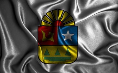 Quintana Roon lippu, 4k, silkki aaltoilevat liput, Meksikon osavaltiot, Quintana Roon p&#228;iv&#228;, kangasliput, 3D-taide, Quintana Roo, Pohjois-Amerikka, Quintana Roon 3D lippu, Meksiko