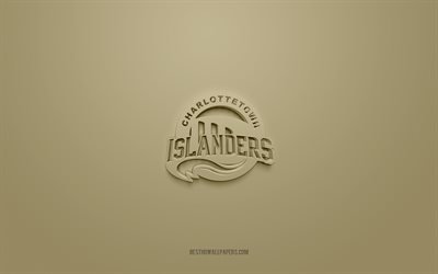 Charlottetown Islanders, creative 3D logo, brown background, QMJHL, Canadian hockey team, USL League One, Charlottetown, Canada, 3d art, hockey, Charlottetown Islanders 3d logo