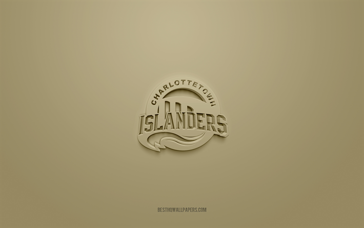 Charlottetown Islanders, luova 3D-logo, ruskea tausta, QMJHL, Kanadan j&#228;&#228;kiekkojoukkue, USL League One, Charlottetown, Kanada, 3d-taide, j&#228;&#228;kiekko, Charlottetown Islandersin 3d-logo
