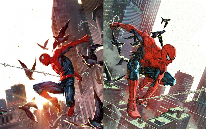 Spiderman, superhj&#228;lte, kreativ konst, Spiderman-karakt&#228;rer, Spiderman-konst