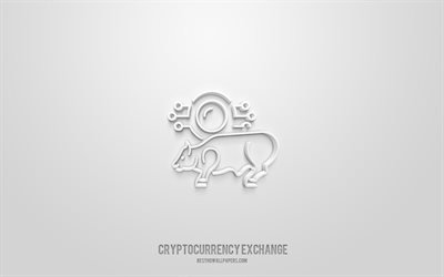 Cryptocurrency exchange 3d icon, white background, 3d symbols, Cryptocurrency exchange, finance icons, 3d icons, Cryptocurrency exchange sign, finance 3d icons
