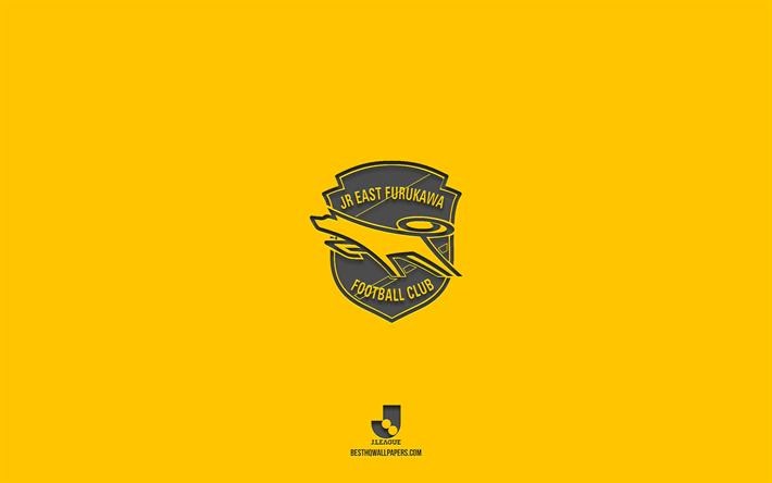 JEF United Chiba, sarı arka plan, Japon futbol takımı, JEF United Chiba amblemi, J2 Ligi, Japonya, futbol, JEF United Chiba logosu