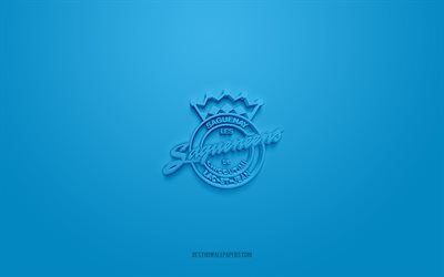 Chicoutimi Sagueneens, luova 3D-logo, sininen tausta, QMJHL, Kanadan j&#228;&#228;kiekkojoukkue, Quebec, Kanada, 3d-taide, j&#228;&#228;kiekko, Chicoutimi Sagueneens 3d-logo