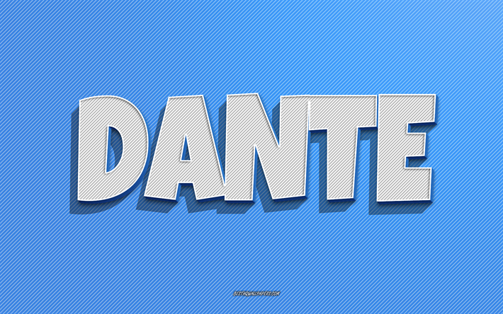 Dante, sfondo linee blu, sfondi con nomi, nome Dante, nomi maschili, biglietto di auguri Dante, line art, foto con nome Dante