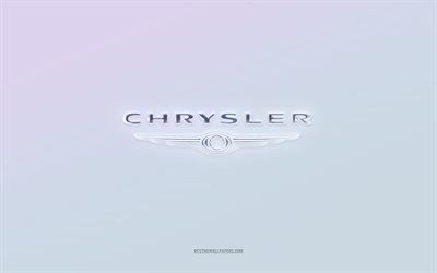 chrysler-logo, ausgeschnittener 3d-text, wei&#223;er hintergrund, chrysler-3d-logo, chrysler-emblem, chrysler, gepr&#228;gtes logo, chrysler-3d-emblem