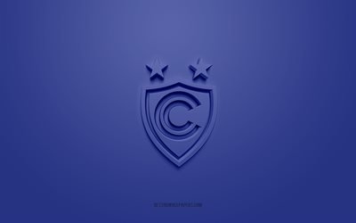 Cienciano, creative 3D logo, blue background, Peruvian Primera Division, 3d emblem, Peruvian football club, Cusco, Peru, 3d art, Liga 1, football, Cienciano 3d logo
