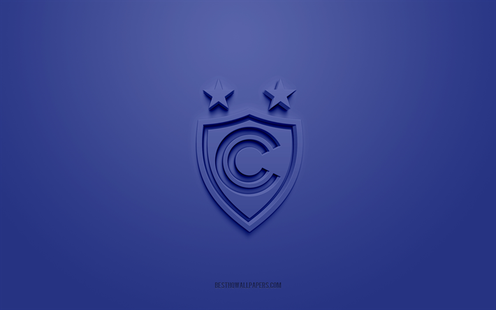 Cienciano, logo 3D cr&#233;atif, fond bleu, Primera Division p&#233;ruvienne, embl&#232;me 3d, club de football p&#233;ruvien, Cusco, P&#233;rou, art 3d, Liga 1, football, logo 3d Cienciano
