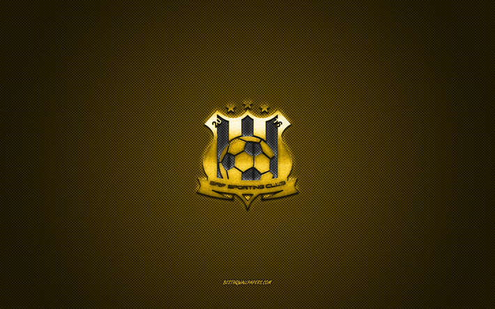 Saif Sporting Club, Bangladeshin jalkapalloseura, keltainen logo, keltainen hiilikuitu tausta, Bangladeshin Premier League, jalkapallo, Dhaka, Bangladesh, Saif Sporting Clubin logo