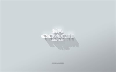 شعار المدرب, خلفية بيضاء, مدرب شعار 3D, فن ثلاثي الأبعاد, المدرب - Coach, 3D شعار المدرب
