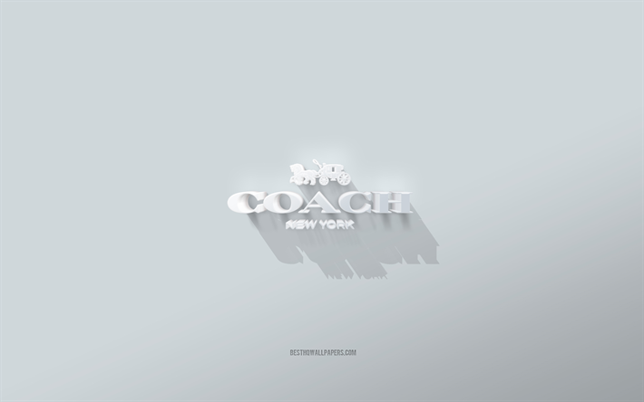 Coach logotyp, vit bakgrund, Coach 3d logotyp, 3d konst, Coach, 3d Coach emblem