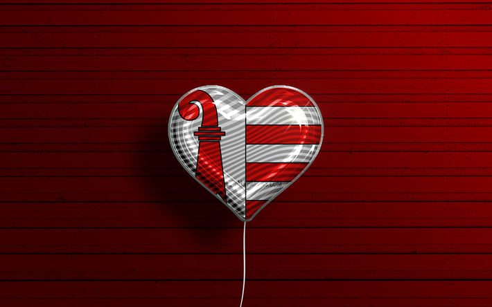 Rakastan Juraa, 4k, realistiset ilmapallot, punainen puinen tausta, Juran p&#228;iv&#228;, Sveitsin kantonit, Juran lippu, Sveitsi, ilmapallo lipulla, Jura