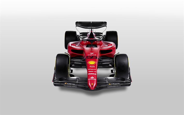 2022, Ferrari F1-75, 4k, F&#243;rmula 1, vista de cima, F1 carros de corrida, F1 2022, F1-75, Scuderia Ferrari