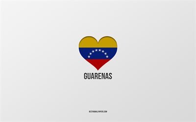 Guarenas&#39;ı Seviyorum, Kolombiya şehirleri, Guarenas G&#252;n&#252;, gri arka plan, Guarenas, Kolombiya, Kolombiya bayrağı kalp, favori şehirler, Aşk Guarenası