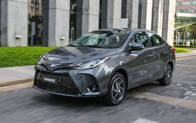 Toyota Yaris XLS Sedan, 4k, road, 2022 cars, compact cars, 2022 Toyota Yaris, japanese cars, Toyota
