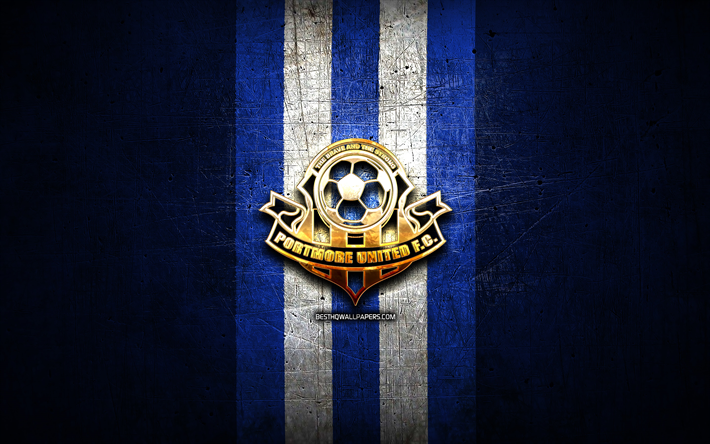 بورتمور يونايتد, الشعار الذهبي, الدوري الجامايكي الممتاز, خلفية معدنية زرقاء, كرة القدم, نادي كرة القدم الجامايكي, شعار Portmore United