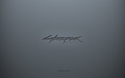 Cyberpunk 2077 logo, gray creative background, Cyberpunk 2077 emblem, gray paper texture, Cyberpunk 2077, gray background, Cyberpunk 2077 3d logo
