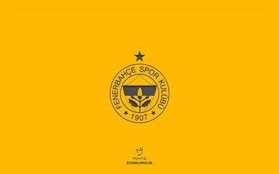Fenerbahce, gul bakgrund, turkiskt fotbollslag, Fenerbahce emblem, Super Lig, Turkiet, fotboll, Fenerbahce logotyp