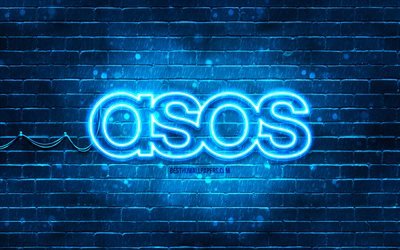 ASOS blue logo, 4k, blue brickwall, ASOS logo, brands, ASOS neon logo, ASOS