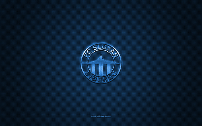 FC Slovan Liberec, Tsekin jalkapalloseura, sininen logo, sininen hiilikuitu tausta, Tsekin ykk&#246;sliiga, jalkapallo, Liberec, Tšekki, FC Slovan Liberecin logo