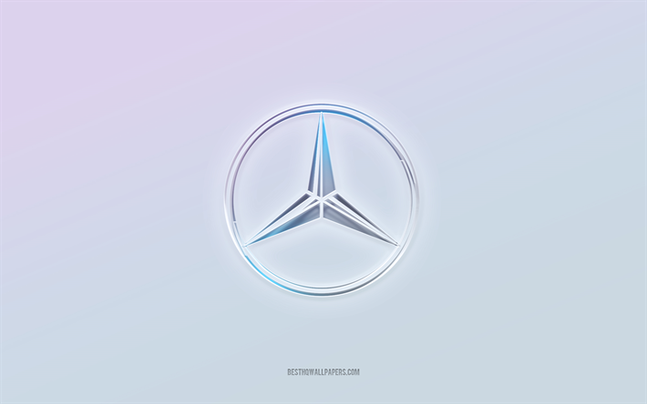 Mercedes-Benz logo, cut out 3d text, white background, Mercedes-Benz 3d logo, Mercedes-Benz emblem, Mercedes-Benz, embossed logo, Mercedes-Benz 3d emblem