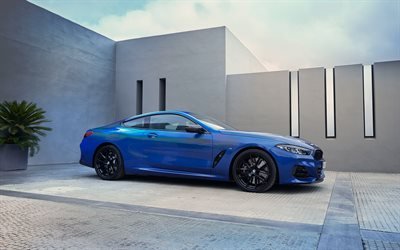 2023, BMW 8 Series, 4k, front view, exterior, blue BMW 8, German cars, BMW