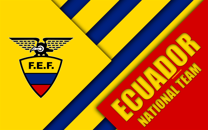 Silah Ekvador Milli Futbol Takımı, 4k, amblem, malzeme tasarım, sarı beyaz soyutlama, Ekvador Futbol Federasyonu, logo, futbol, Ekvador, ceket