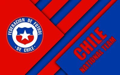 Chile national football team, 4k, emblem, material design, red blue abstraction, logo, football, Chile, coat of arms