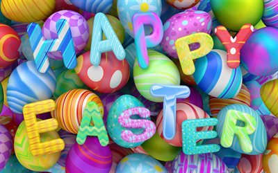 Happy Easter, 4k, Easter eggs, creative, easter decoration, Easter