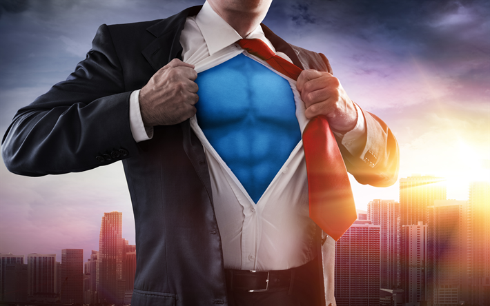 ビジネスマンのスーパーマン, 4k, ビジネスの概念, するスーパーマン, 何が可能, 最大限に