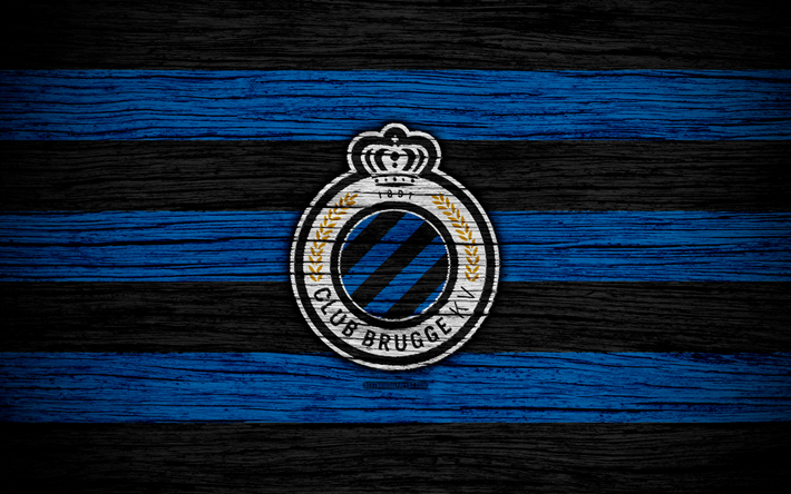 Brugge FC, 4k, logo, Jupiler Pro League, wooden texture, Club Brugge KV, Belgium, soccer, Belgian First Division A, football, FC Brugge