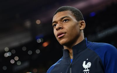 Kylian Mbappe, 4k, portrait, French footballer, France national football team, face, young talents, football