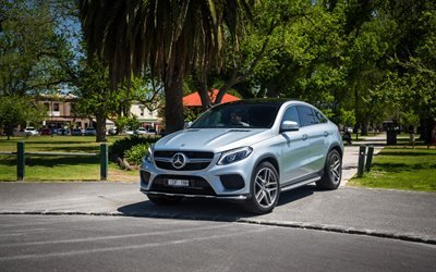 Mercedes-Benz GLE Coupe, 2018, C292, AMG, silver GLE-Class, luxury sports SUV, German cars, exterior, silver GLE, Mercedes