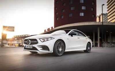 Mercedes-AMG CLS 53 4MATICб 4k, la calle, 2018 coches, desenfoque de movimiento, de Mercedes, AMG, el nuevo CLS