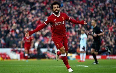 Mohamed Salah, 4k, Liverpool FC, Egyptian football player, goal, Premier League, football game