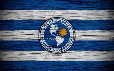 Sol de America FC, 4k, باراغواي الدرجة الأولى, شعار, كرة القدم, نادي كرة القدم, باراغواي, Sol de America, الفن, نسيج خشبي, نادي سول دي أمريكا
