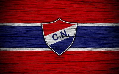 Nacional Asuncion FC, 4k, Paraguayan Primera Division, logo, soccer, football club, Paraguay, Nacional Asuncion, art, wooden texture, FC Nacional Asuncion