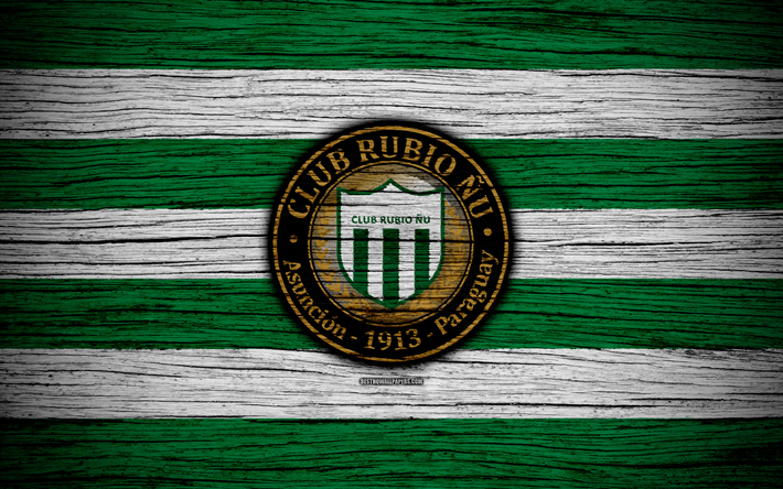 Rubio Nu FC, 4k, Paraguayan Primera Division, logo, soccer, football club, Paraguay, Rubio Nu, art, wooden texture, FC Rubio Nu