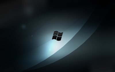 Windows, logo, emblem, gray abstract waves, operating system