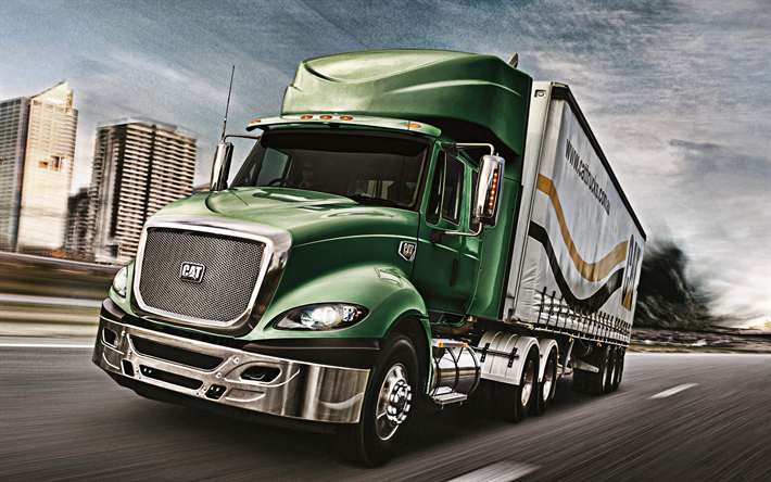 Caterpillar CT610, cami&#243;n con remolque, nuevo verde CT610, camiones conceptos, la entrega de la carga, Estados unidos